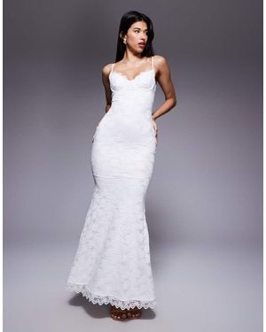 Wanderdoll Leah Structured Cami Lace Fishtail Maxi Dress - Grey