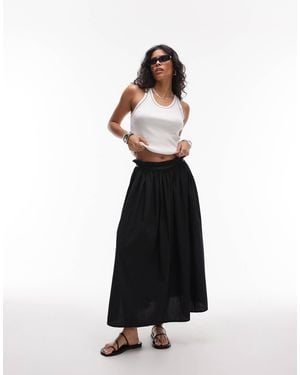 TOPSHOP Crinkle Cotton Laundered Full Skirt - White