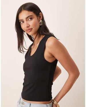 ASOS Canotta Nera Morbida Al Tatto Con Scollo Rotondo - Nero