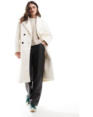 Bershka Wool Look Drop Shoulder Coat - White