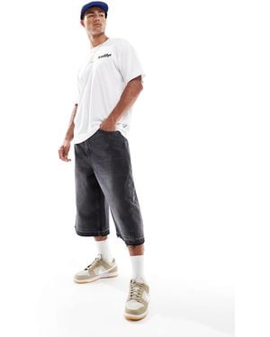Pull&Bear Super baggy Distressed Jorts - White