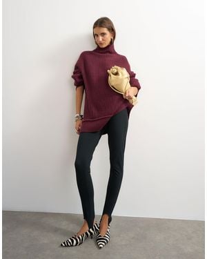 TOPSHOP Gestrickter oversize-pullover mit hohem kragen und rollnahtdetail - Rot