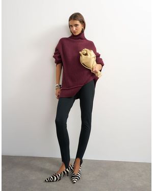 TOPSHOP Pull oversize en maille à col montant avec détail - Rouge