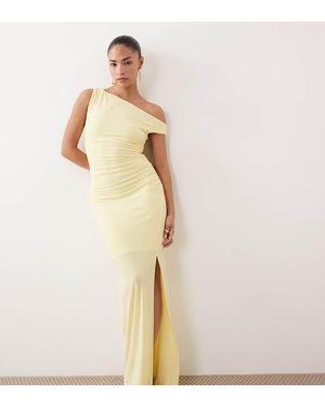 TFNC London One Shoulder Midaxi Dress With Thigh Split - Natural