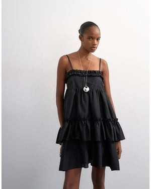 TOPSHOP Voluminous Frill Midi Dress - Black
