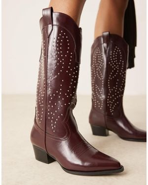 Glamorous – kniehohe westernstiefel - Braun