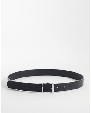 JJXX Leather Mix Square Buckle Belt - Gray