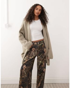 Monki Oversized Fluffy Knit Cardigan - Natural