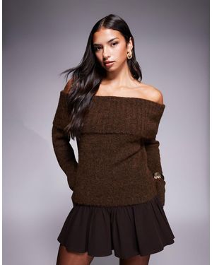 Kaiia – exclusive – strukturierter strickpullover - Braun