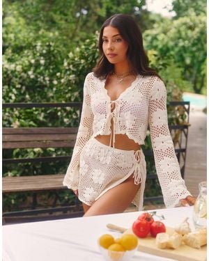 The Frolic X Lydia Kara Exclusive Crochet Tie Side Mini Beach Skirt Co-ord - Green