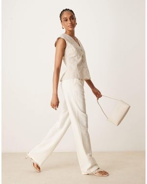 ASOS Tall Tailored Slim Straight Linen Pants - Natural