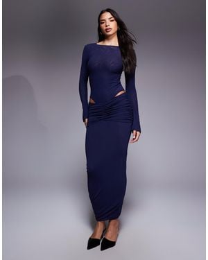 Ruched & Ready – geraffter bodycon-maxirock aus netzstoff - Blau