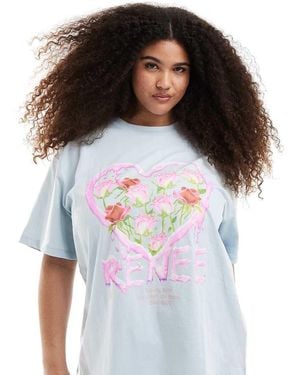Renee Studio Plus Exclusive Crew Neck Rose Heart Graphic T-shirt - Brown