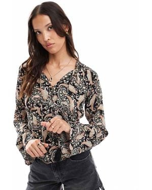 Superdry Printed Long Sleeve Blouse - Black