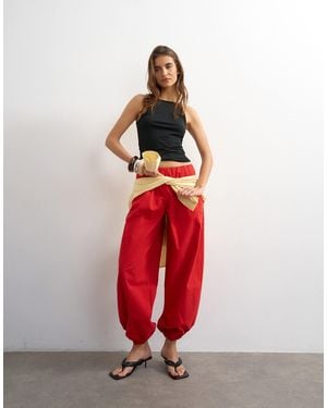 TOPSHOP Poplin Balloon Trouser - Red