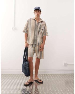 Reclaimed Vintage Oversized Oxford Shorts - Natural