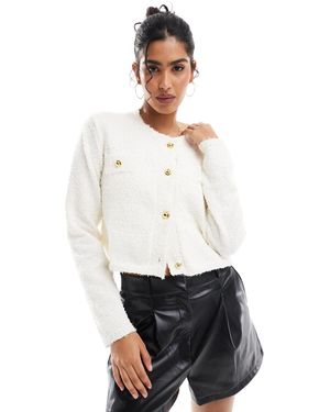 Style Cheat Popcorn Knit Button Up Cardigan - White