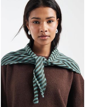 ASOS Foulard triangle en maille - bleu et vert rayé