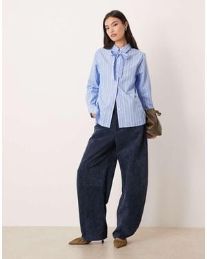 Nobody's Child Hepburn Pussybow Shirt - Blue