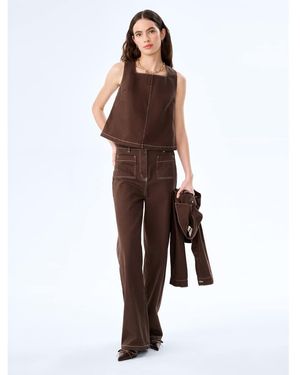 OMNES Tops Kiri Denim Tank With Square Neck - Brown
