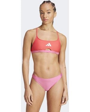 adidas Originals – wattierter farbblock-bikini mit x-design am rücken - Rot