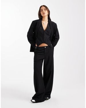 Collusion Tailored Low Rise Relaxed Trousers - Black