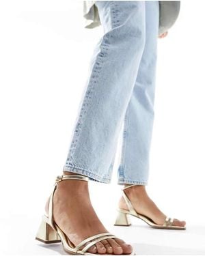 ASOS Sandalias Doradas De Tacón Medio De Bloque Honeydew De - Azul