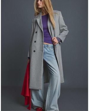 Stradivarius Mantel mit gerader passform und filzstruktur - Blau