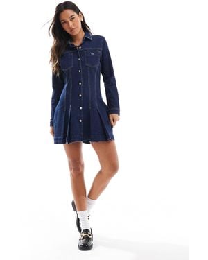 Tommy Hilfiger – mini-hemdkleid aus denim - Blau