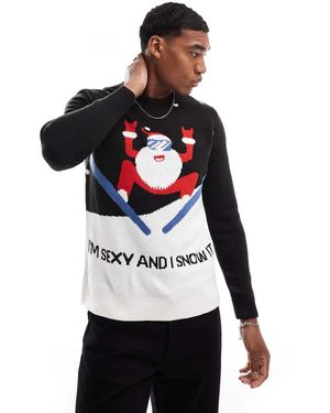 Only & Sons Jersey Negro Con Diseño Para Navidad De - Blanco