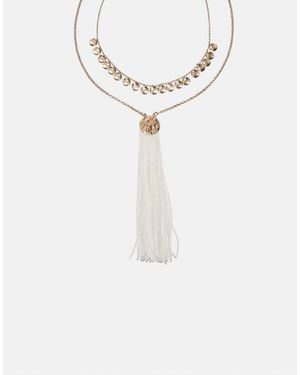 Stradivarius – set mit 2 halsketten mit fransen-anhängern - Weiß