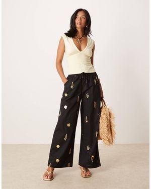 Never Fully Dressed Petite Shell Wide Leg Trouser - White