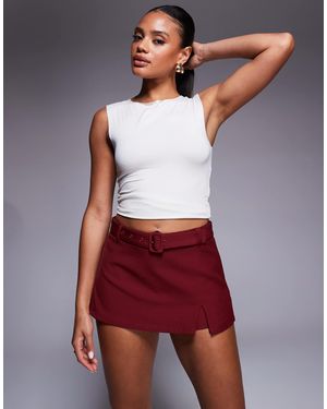 Princess Polly Volley Belted Side Split Detail Mini Skort - Red