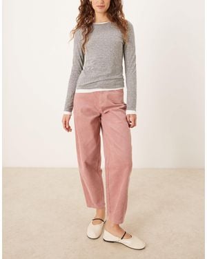 Threadbare Cord Barrel Leg Pants - Pink