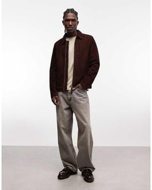 Schott Nyc Real Suede Harrington Jacket - Brown