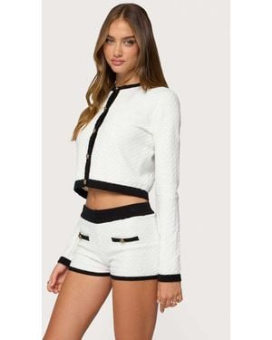 Edikted Mara Contrast Textured Knit Cardigan - White
