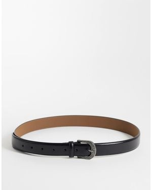 ASOS Gürtel aus kunstleder mit schnalle im western-muster und nahtkante - Grau
