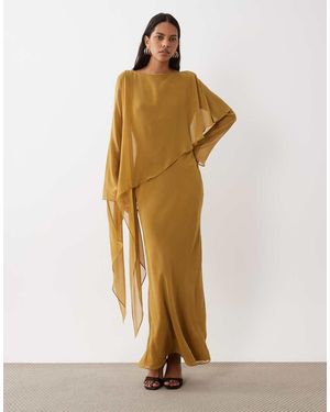 ASOS Vestido Maxi De Manga Larga Con Detalle De Capa En-Multi - Metálico