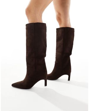 SEQWL Benz Knee High Kitten Heel Boots - Black