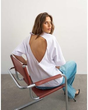 TOPSHOP X Cara T-Shirt Met Open Achterkant - Wit