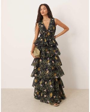True Decadence Tiered Maxi Dress - Black