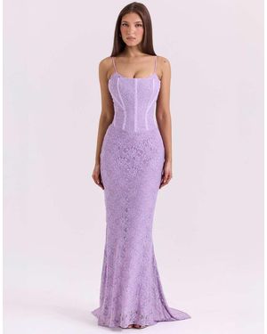 House Of Cb Antonina Lace Corset Maxi Dress - Purple