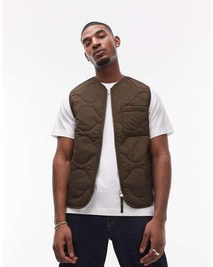 ARKET Quilted Gilet With Zip Front - Brown