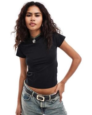 Noisy May Regular Fit Cap Sleeve T-shirt - Black