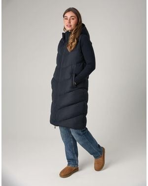 French Connection Midi Quilted Gilet With Hood - Blue