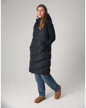 French Connection Midi Quilted Gilet With Hood - Blue