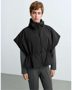 Oysho Cape-Style Padded Gilet - Black