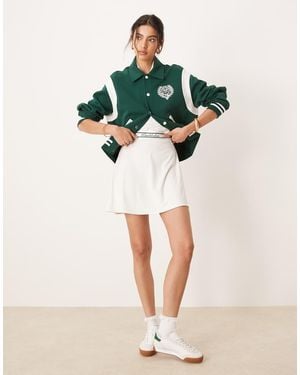 Polo Ralph Lauren Wimbledon Capsule Back Crest Logo Double Knit Baseball Jacket - Natural