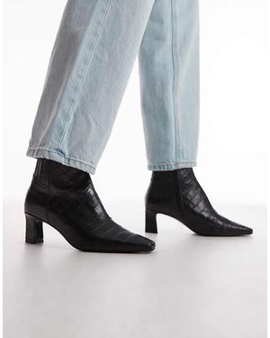 & Other Stories Botines Negros Efecto Piel De Cocodrilo Con Tacón Premium De - Azul