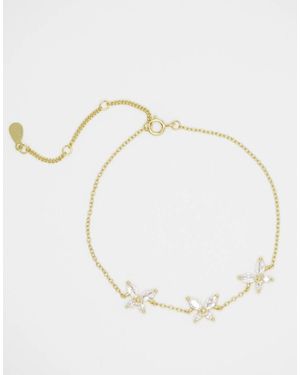 Lovisa Vergulde Armband Van Sterling Zilver Met Driehoekige Zirkonia Vlindertjes - Naturel